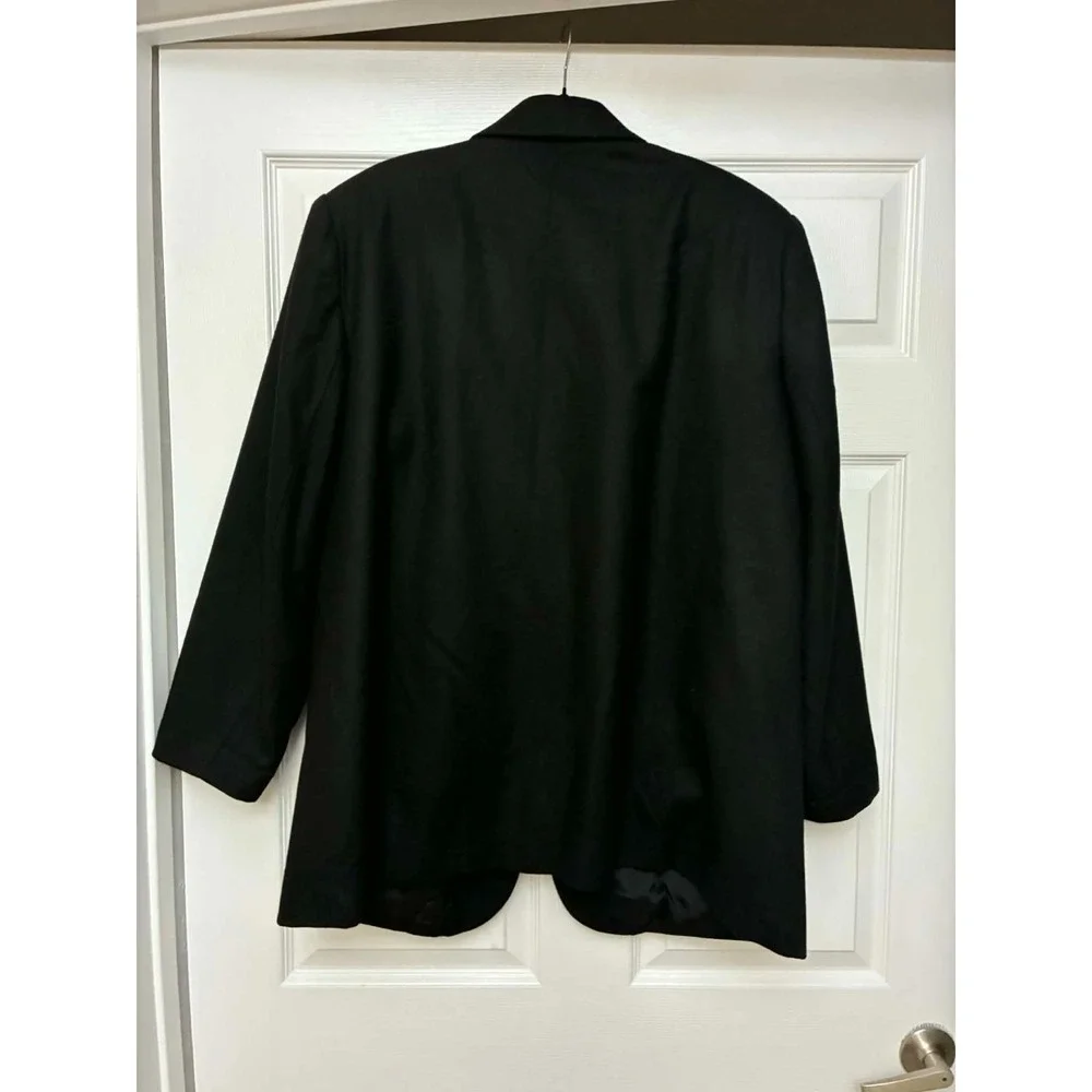 Sag Harbor Woman Womens 16 Black 100% Wool Blazer Jacket Gold Button Career